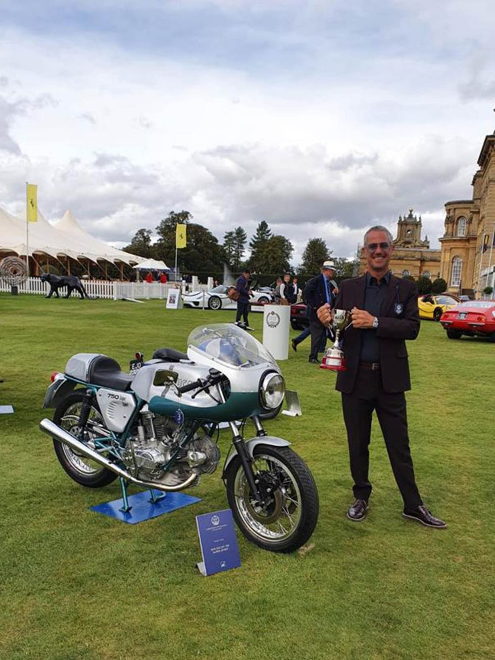 Ray Petty with the 1974 Ducati 750SS on the concours lawn