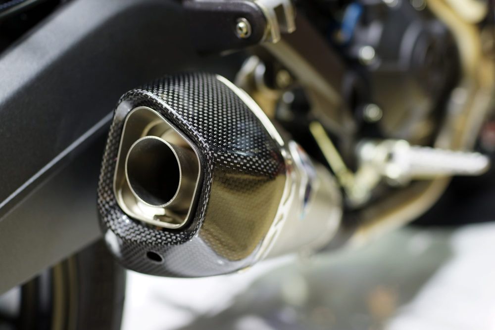 Carbon fibre exhaust silencer on a Ducati