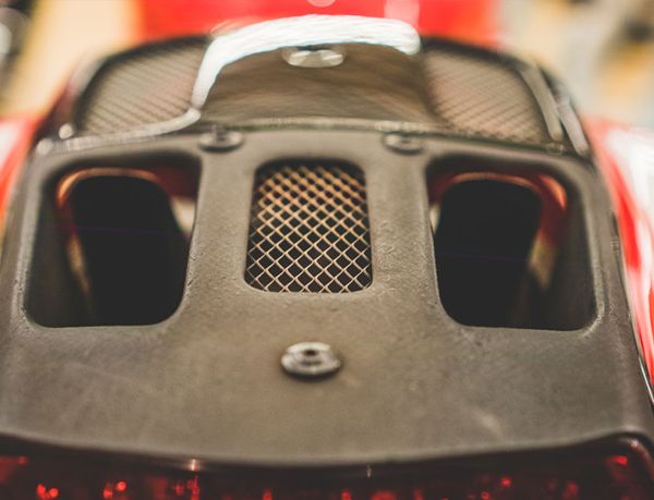 Carbon fibre tail of the Desmosedici RR with mesh vents