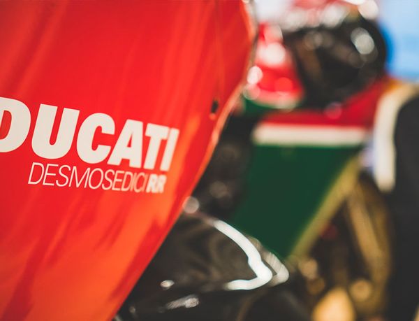 Ducati Desmosedici RR lettering on the red side fairing