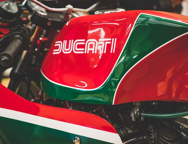 Ducati fuel tank in red, white and green