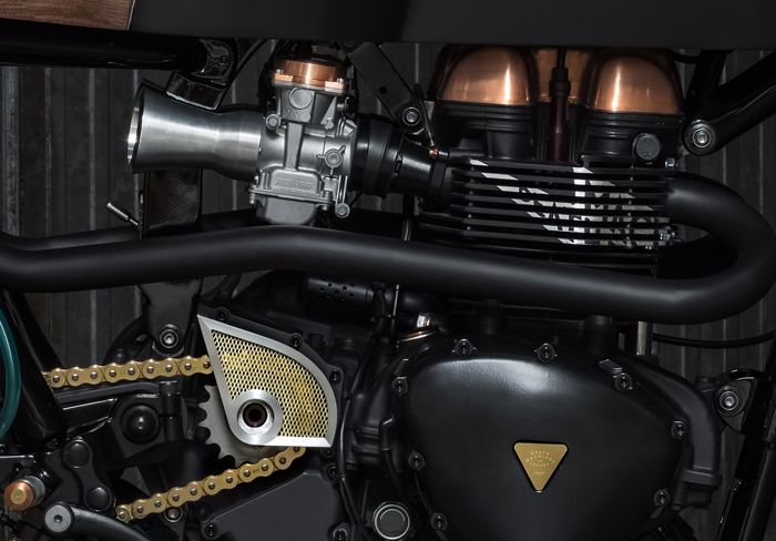 Black and copper custom Triumph built for Death Machines of London