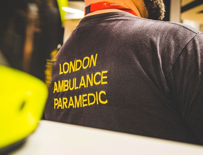 London Ambulance paramedic at the fundraising evening