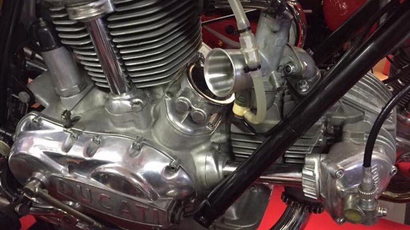 Polished bevel-drive Ducati engine