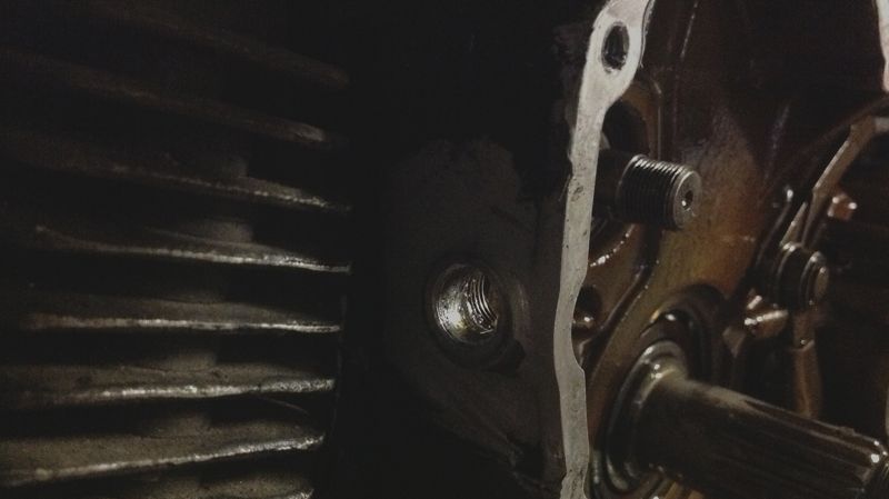 Close-up of air-cooled Ducati cylinder fins